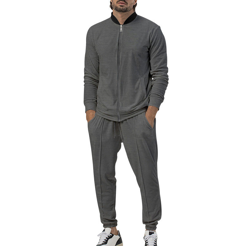Herren sportliches Freizeit-Set mit durchgehendem Reißverschluss und elastischen Bündchen EB