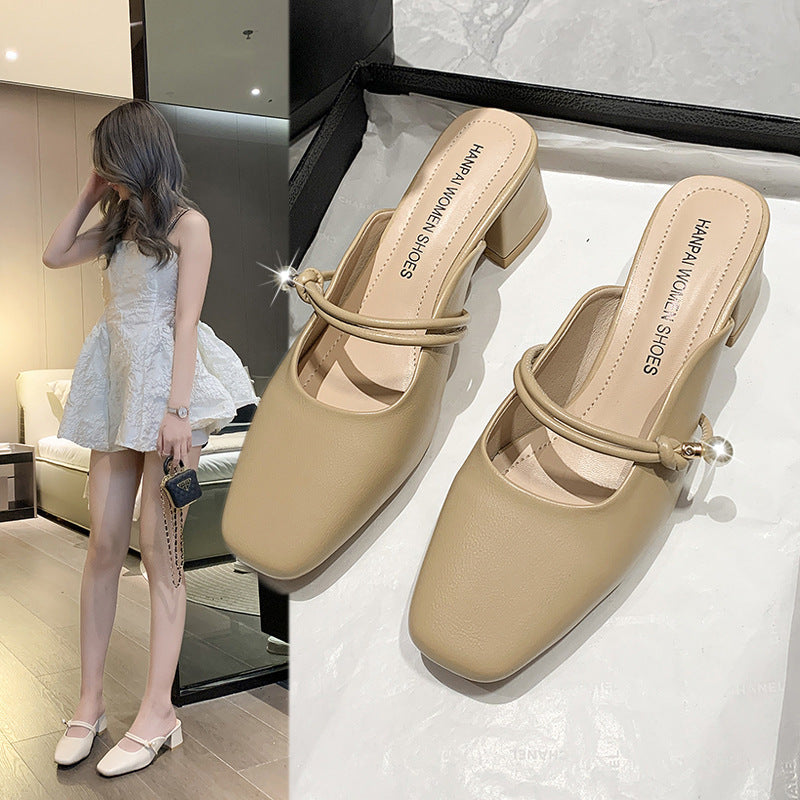 Damen Elegante Slingback-Pumps mit dekorativem Riemchen und feinem Perlenschmuck EB