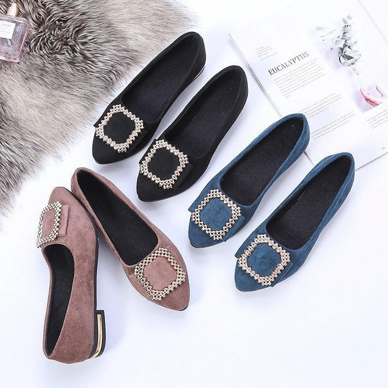 Damen elegante Ballerinas mit glitzerndem Schmuckdetail und bequemem Fußbett EB