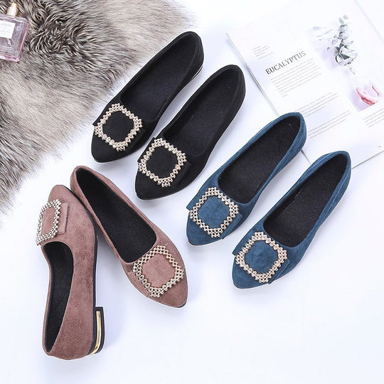 Damen elegante Ballerinas mit glitzerndem Schmuckdetail und bequemem Fußbett EB