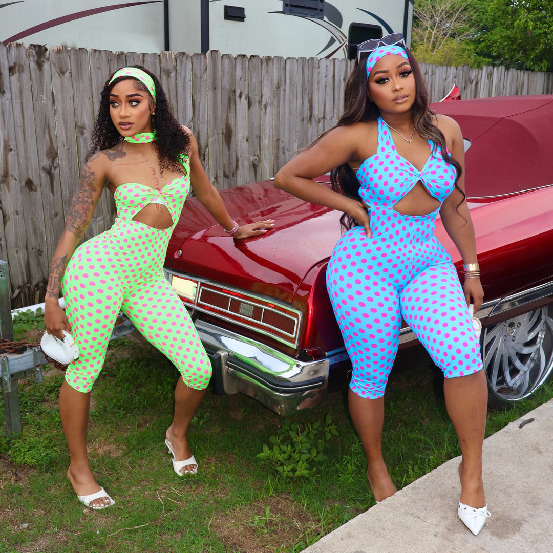 Damen Verspielter Polka-Dots Einteiler mit Band EB