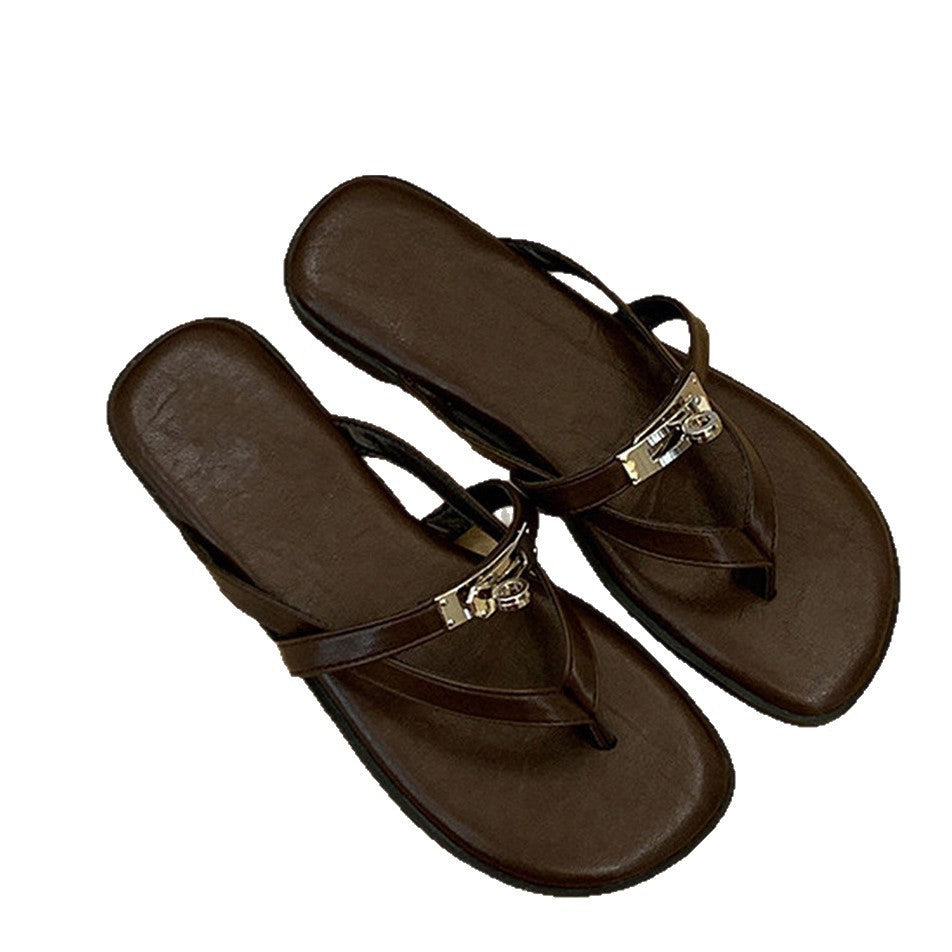 Damen modische Zehentrenner-Sandalen mit funkelnden Akzenten EB