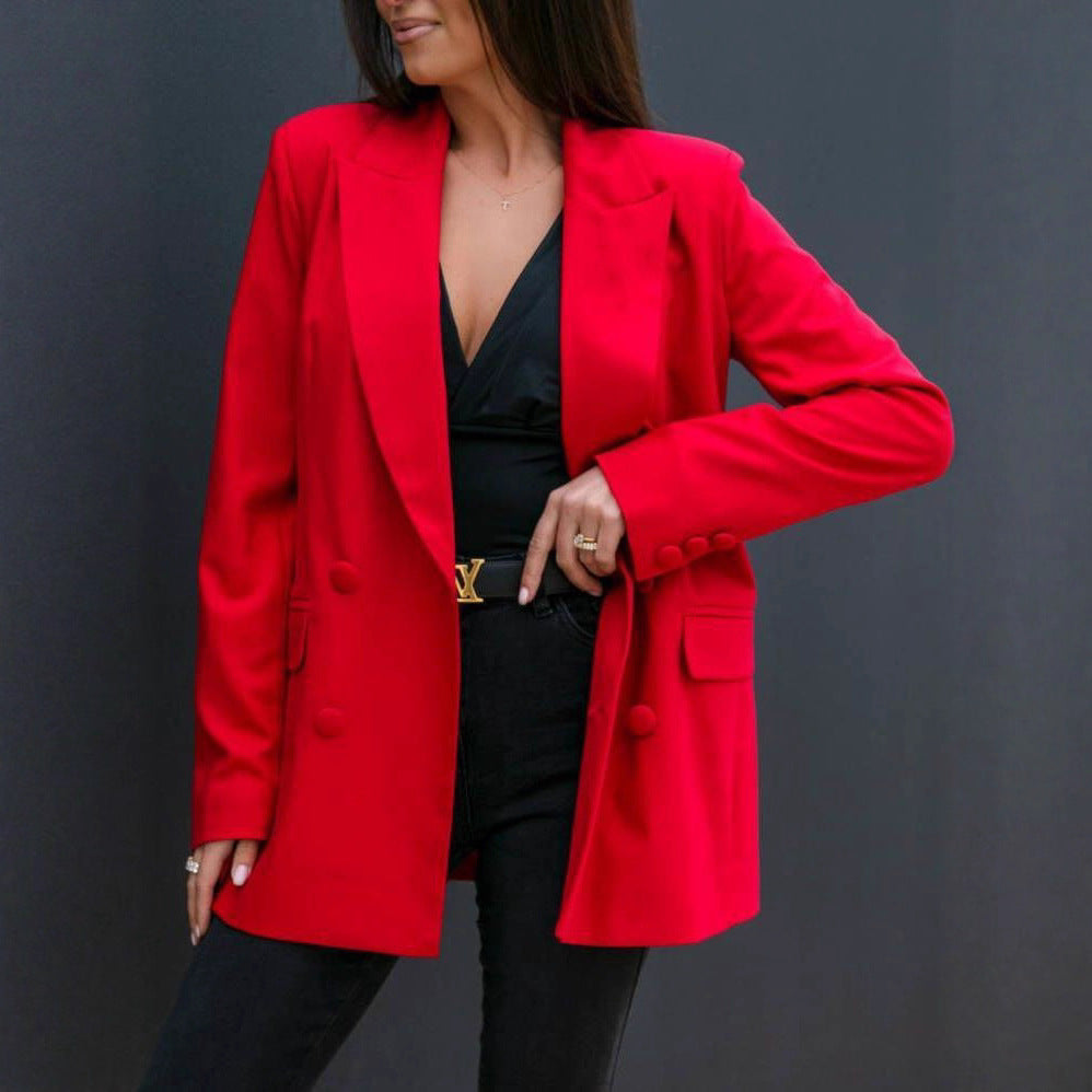 Damen modischer Blazer mit doppelter Knopfleiste und raffiniertem Schnitt EB