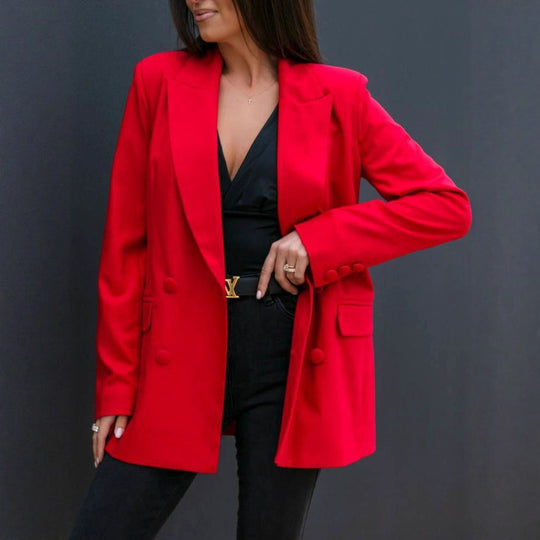 Damen modischer Blazer mit doppelter Knopfleiste und raffiniertem Schnitt EB