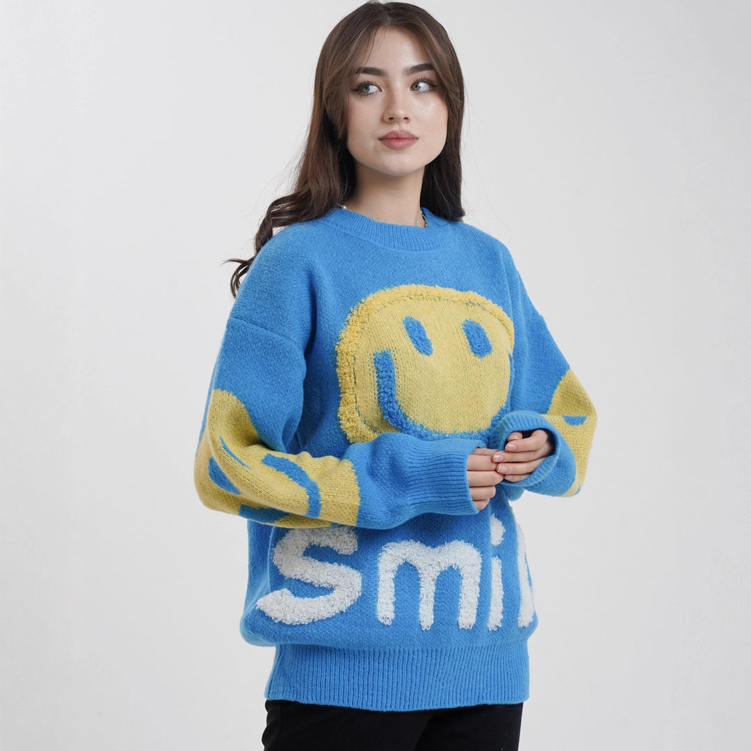 Damen gemütlicher Oversize-Pullover mit lässigem Grafikdesign EB