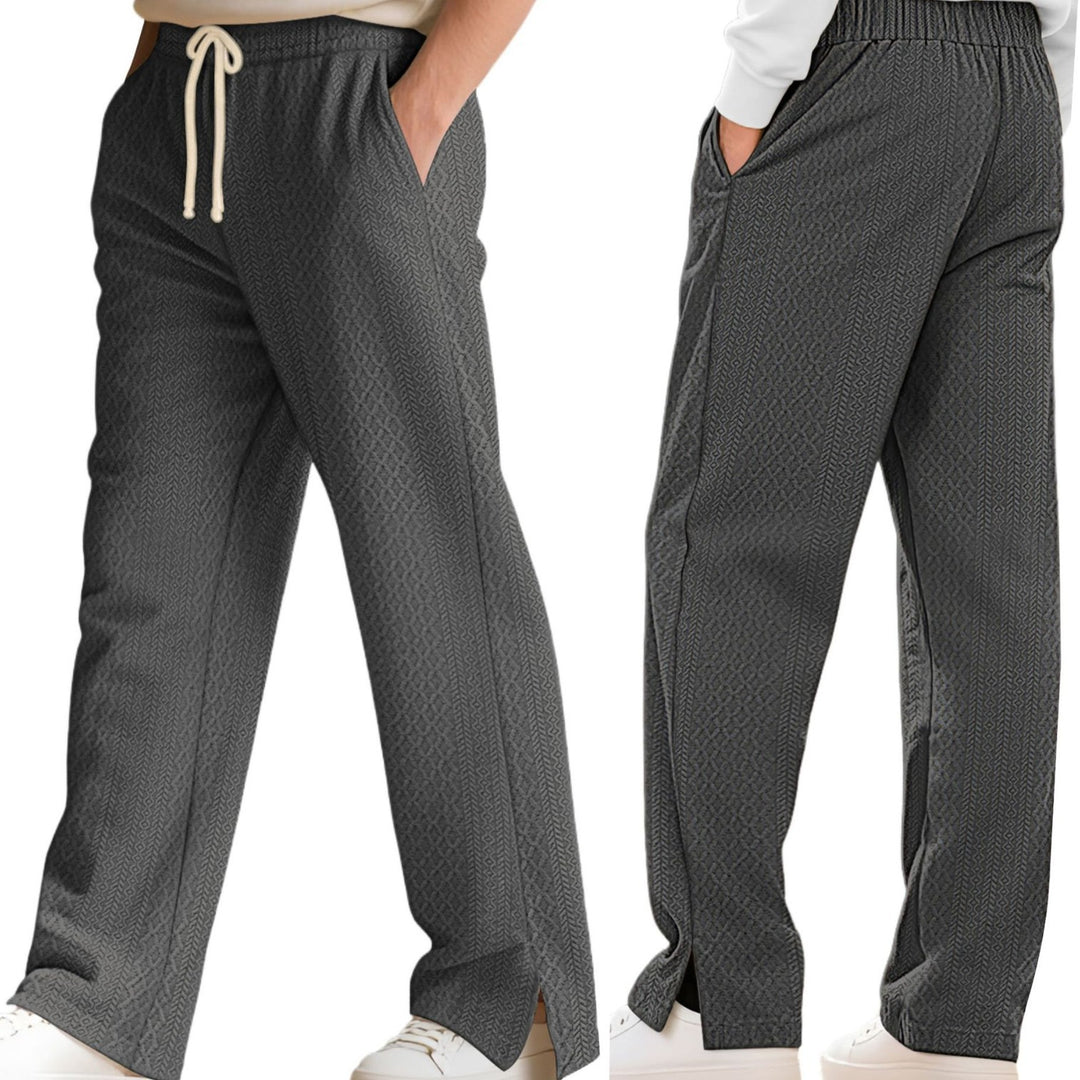Damen nan komfortable strukturierte Loungehose mit elastischem Kordelbund und geradem Bein EB