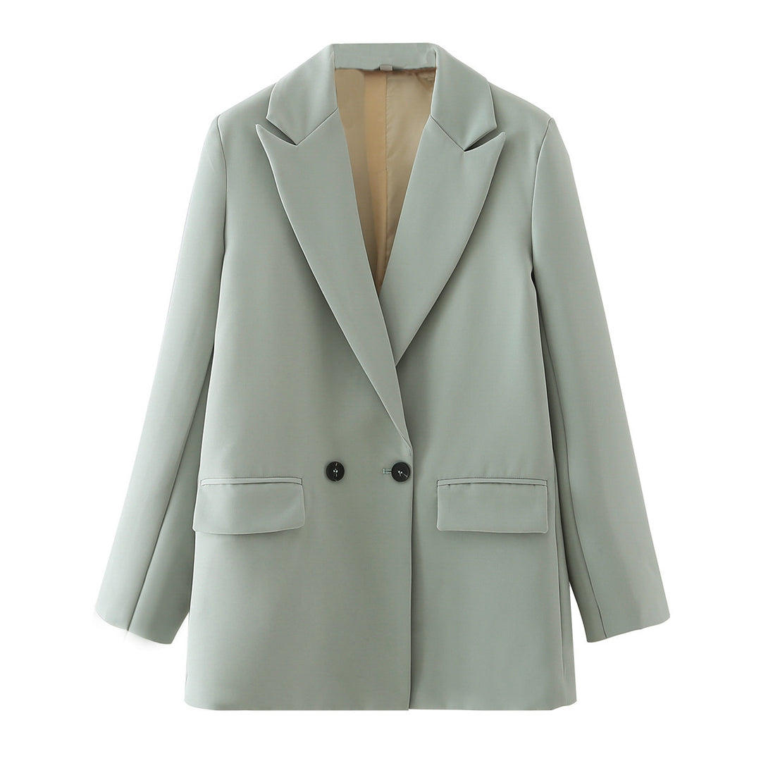 Damen Oversize Doppelreihiger Blazer mit fallendem Revers und weicher Innenfütterung EB