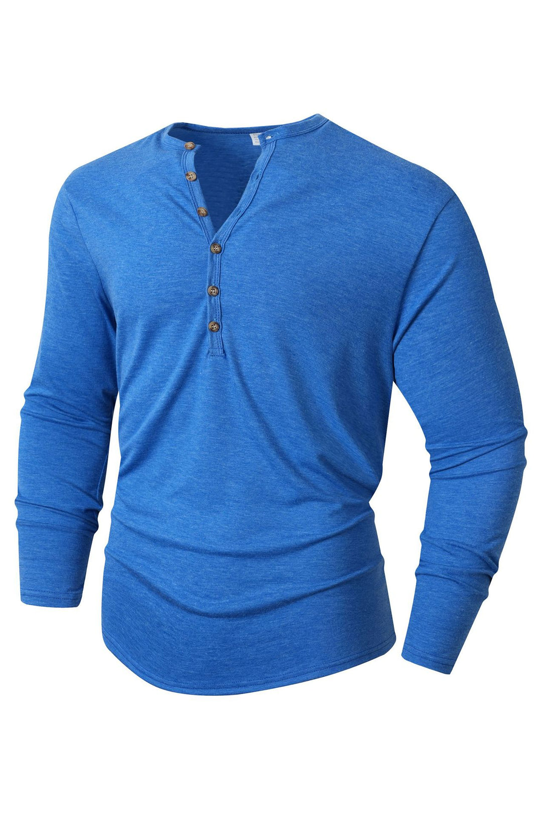 Herren Langarm Henley-Shirt mit Knopfleiste und weichem Baumwollmix EB