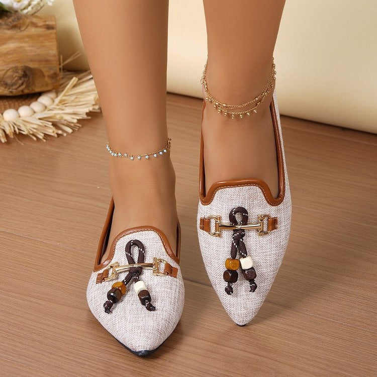 Damen elegante Ballerinas mit modischen Schmuckdetails EB