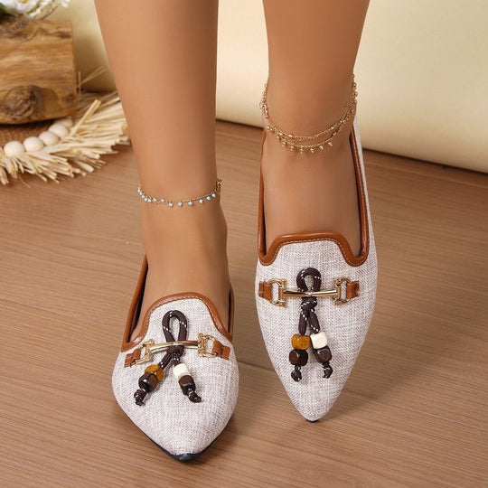 Damen elegante Ballerinas mit modischen Schmuckdetails EB