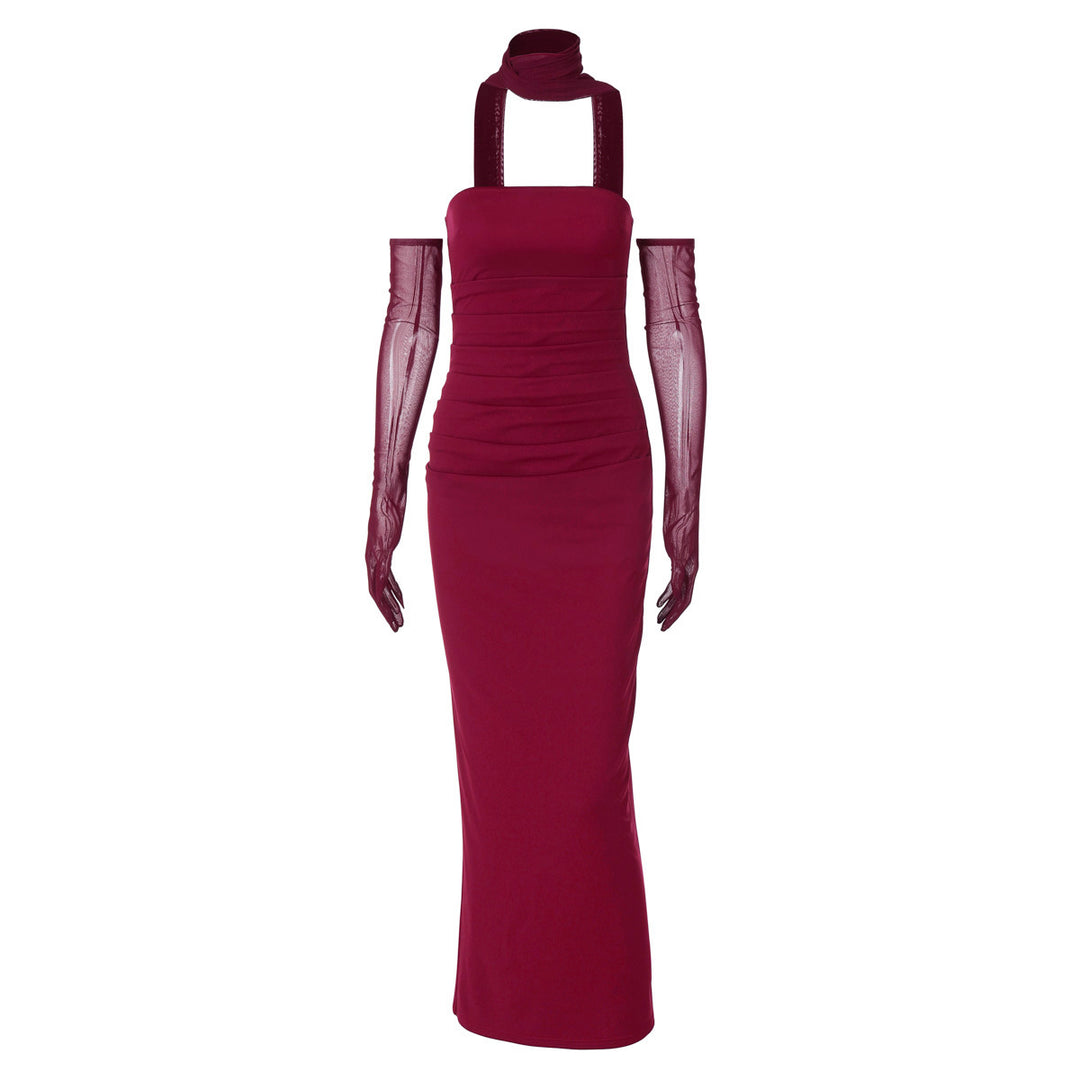 Damen Elegantes schulterfreies Abendkleid mit Flügelärmeln EB