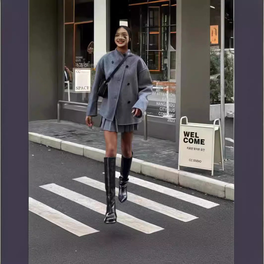 Damen Modische und elegante Kurzjacke mit innovativem Schnitt EB