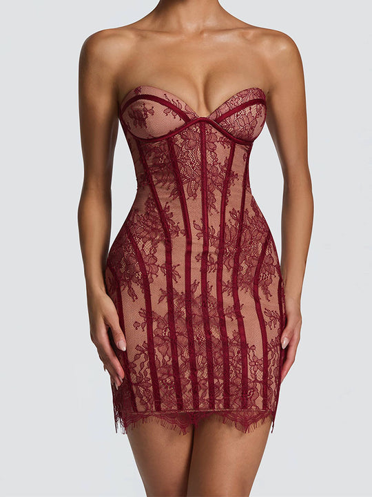 Damen Spitzen Kleid mit figurbetonter Silhouette EB