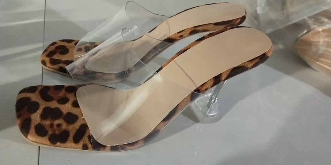 Damen Elegante Sandalen mit durchsichtigen Riemen und transparentem Blockabsatz EB