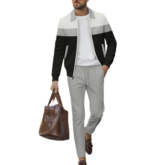 Herren moderdne Freizeitjacke mit kontrastierendem Design und lässigen Chinohosen EB