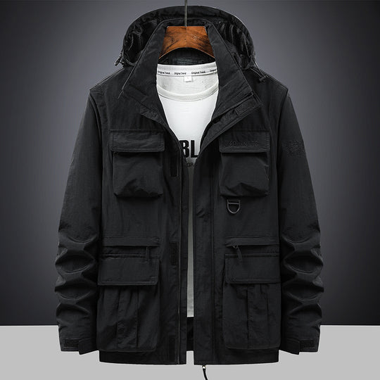 Herren  multifunktionale Fieldjacke mit Kapuze und zahlreichen Taschen EB