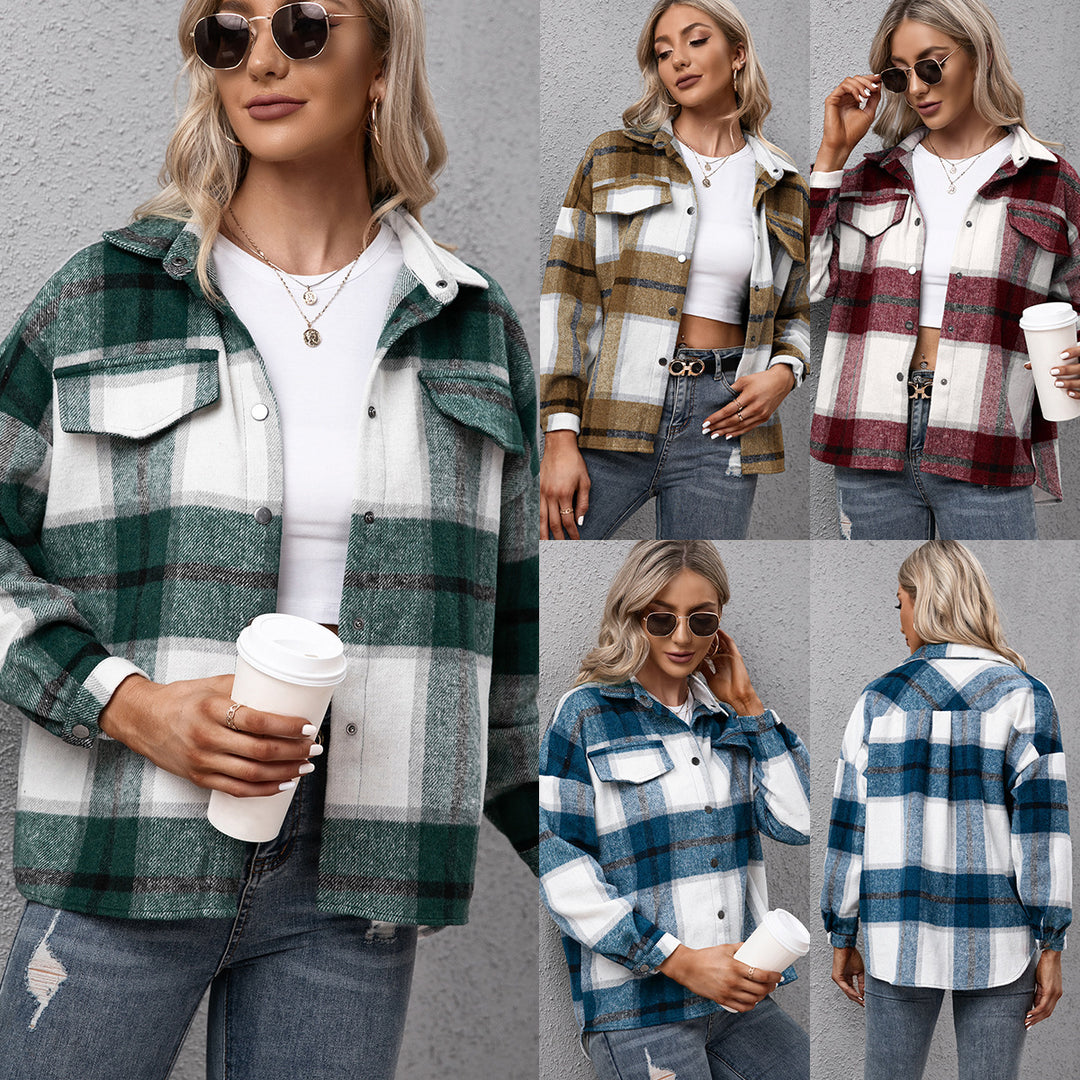 Damen Karierte Overshirtjacke im lässigen Schnitt EB