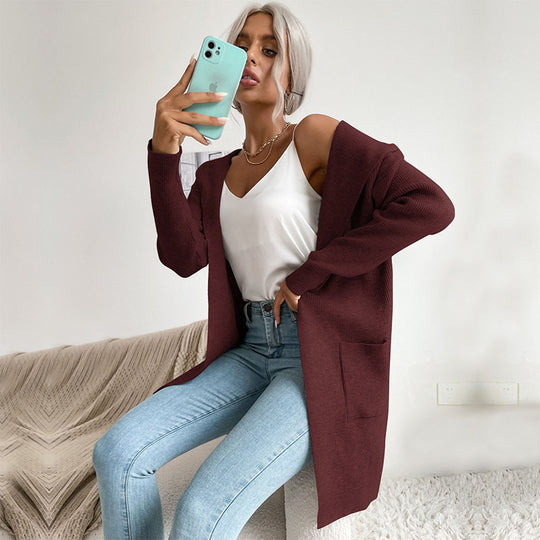 Damen Strickjacke mit tiefem V-Ausschnitt und praktischen Taschen EB
