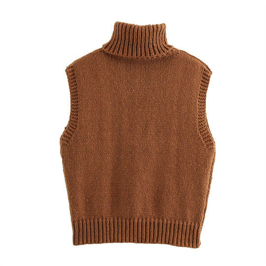 Damen Strickweste mit hohem Kragen EB