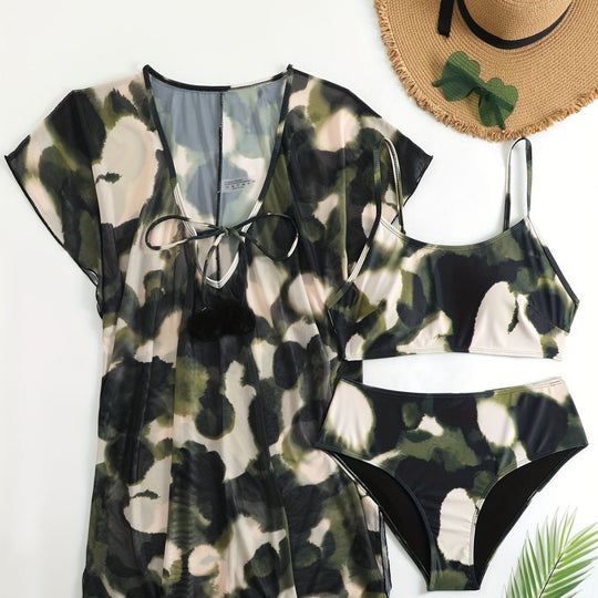 Damen Bademode mit transparentem Kimono EB