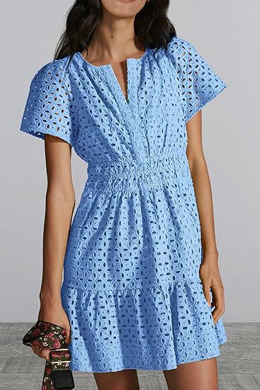 Damen Sommerkleid im romantischen Broderie Anglaise Stil EB