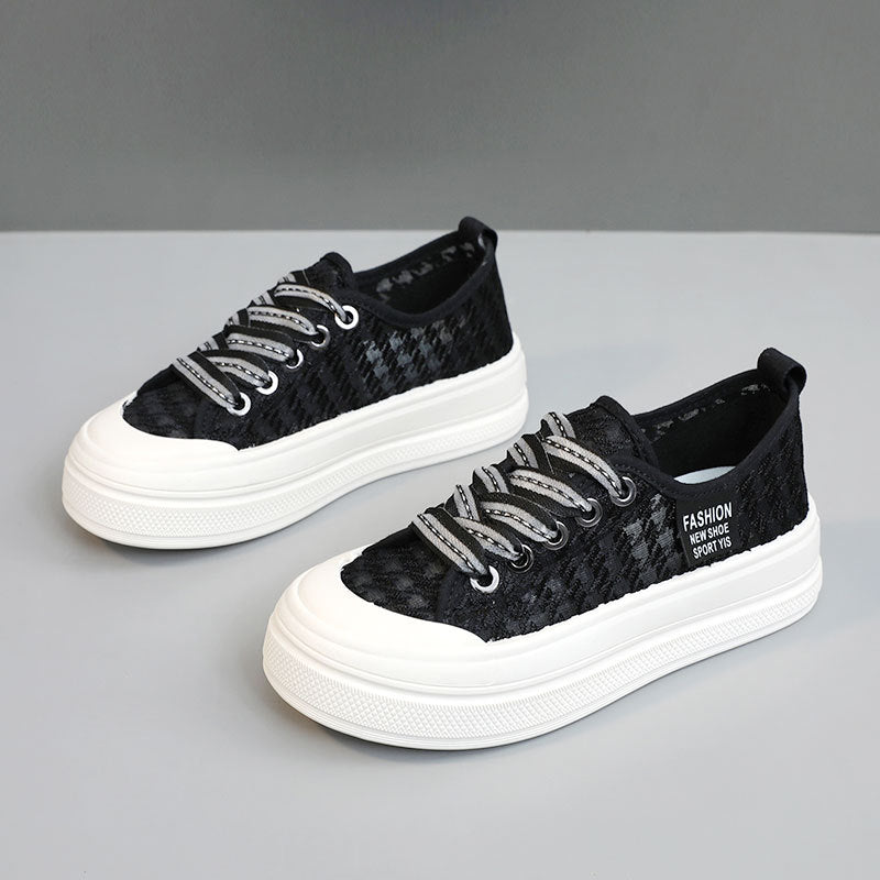 Damen modische Plateausneaker mit atmungsaktiver Mesh-Oberfläche und rutschfester Sohle EB