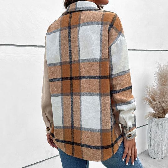 Damen lässige Karohemdjacke mit nachhaltigem Baumwollmix EB