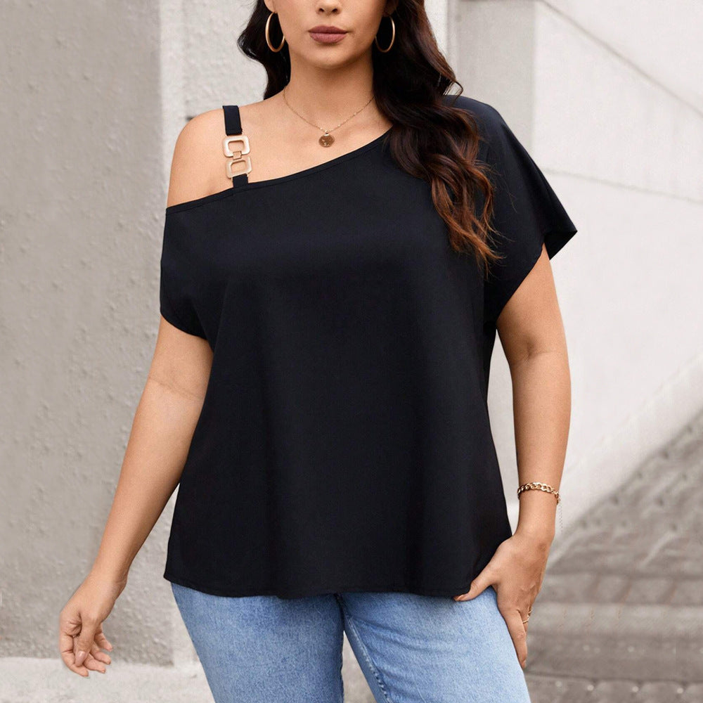 Damen asymmetrisches Oberteil mit modischem Schulterdesign EB