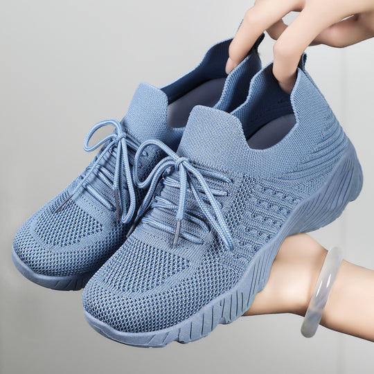 Damen atmungsaktive und flexible Fitness-Sneaker mit elastischer Schnürung EB