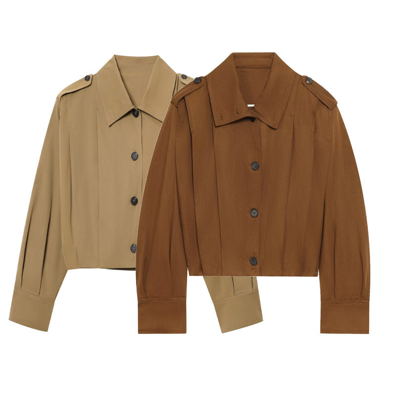 Damen cropped Jacke mit dekorativen Knopfdetails und eleganter Schnittführung EB