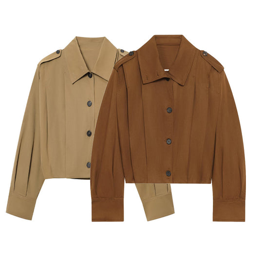 Damen cropped Jacke mit dekorativen Knopfdetails und eleganter Schnittführung EB
