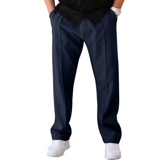 Herren Gerade geschnittene Freizeit-Hose mit Bundzug, Bügelfalte und Eingrifftaschen EB
