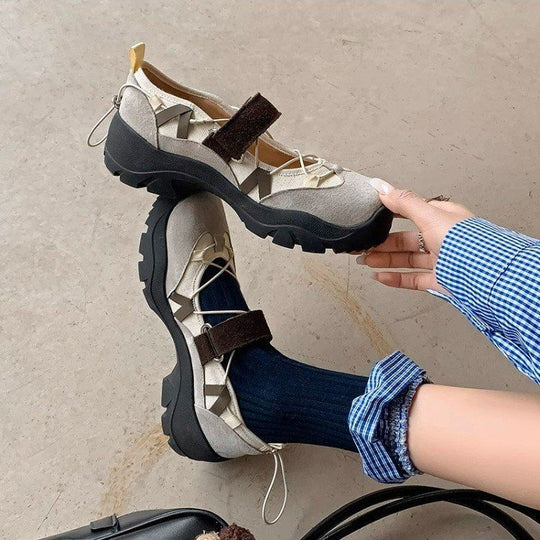 Damen Sportliche Ballerinas mit verstellbarem Riemen und rutschfester Sohle EB