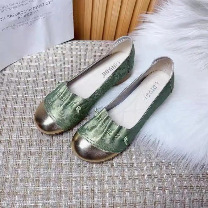 Damen Ballerinas mit modischem Falten-Design und glänzender Zehenkappe EB