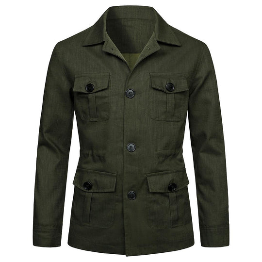 Herren nan Utility-Jacke aus Leinen mit vier aufgesetzten Taschen und taillierter Silhouette EB