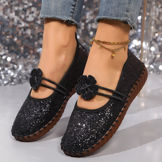 Damen nan flache Mokassin-Ballerina mit Paisley-Laserprint elastischem Kordelverschluss handgenähter Rahmennaht und flexibler profilter Laufsohle EB