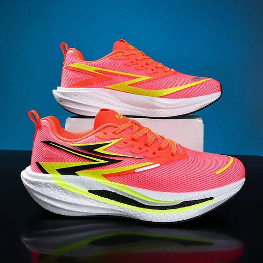 Unisex gepolsterte Straßenlaufschuhe mit rocker-Zwischensohle, energierückführender Dämpfung und atmungsaktivem Mesh-Upper EB