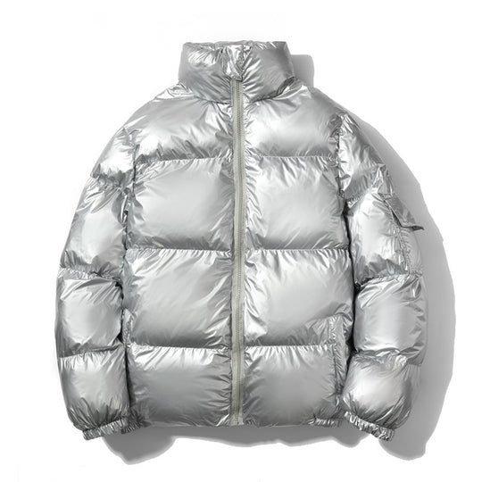 Herren nan glänzende Oversize Daunenoptik Steppjacke mit hohem Stehkragen und elastischen Bündchen EB