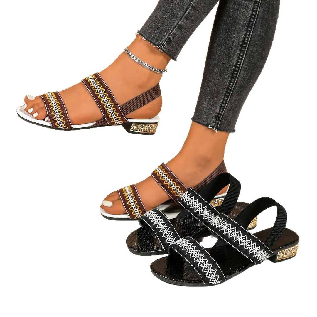 Damen Elegante und modische Sandalen mit verzierten Riemen EB