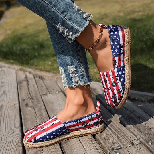 Damen Espadrilles mit modischem Flaggen-Design EB