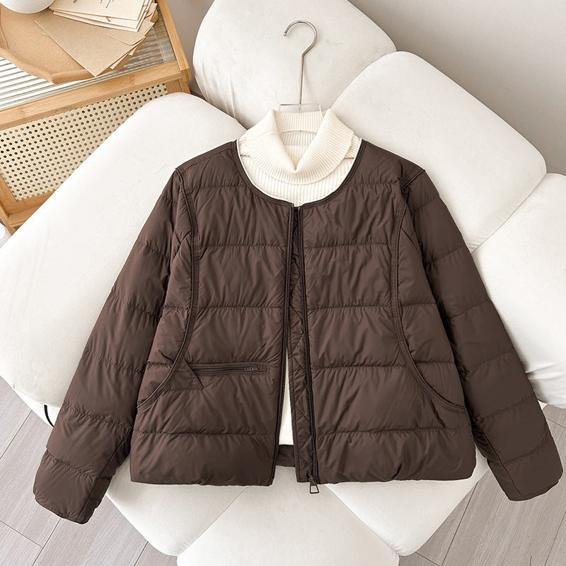 Damen Bequeme gesteppte Freizeitjacke mit hochschließendem Kragen und seitlichen Taschen EB