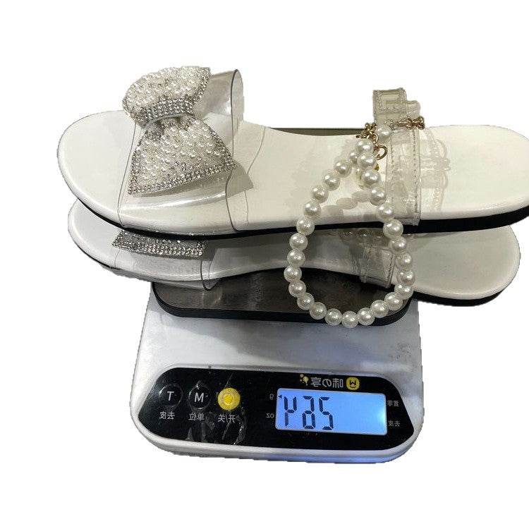 Damen elegante Badeschuhe mit funkelnder Schleifen-Applikation EB