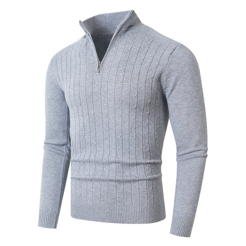 Herren Strickpullover mit halbem Reißverschluss und strukturiertem Design EB