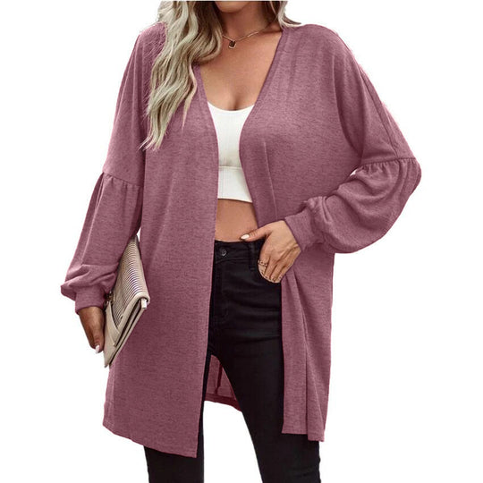 Damen Oversize Cardigan mit eleganten Puffärmeln EB