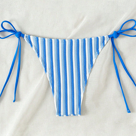 Damen Bikinislip mit verstellbaren Bindebändern und Streifenmuster EB