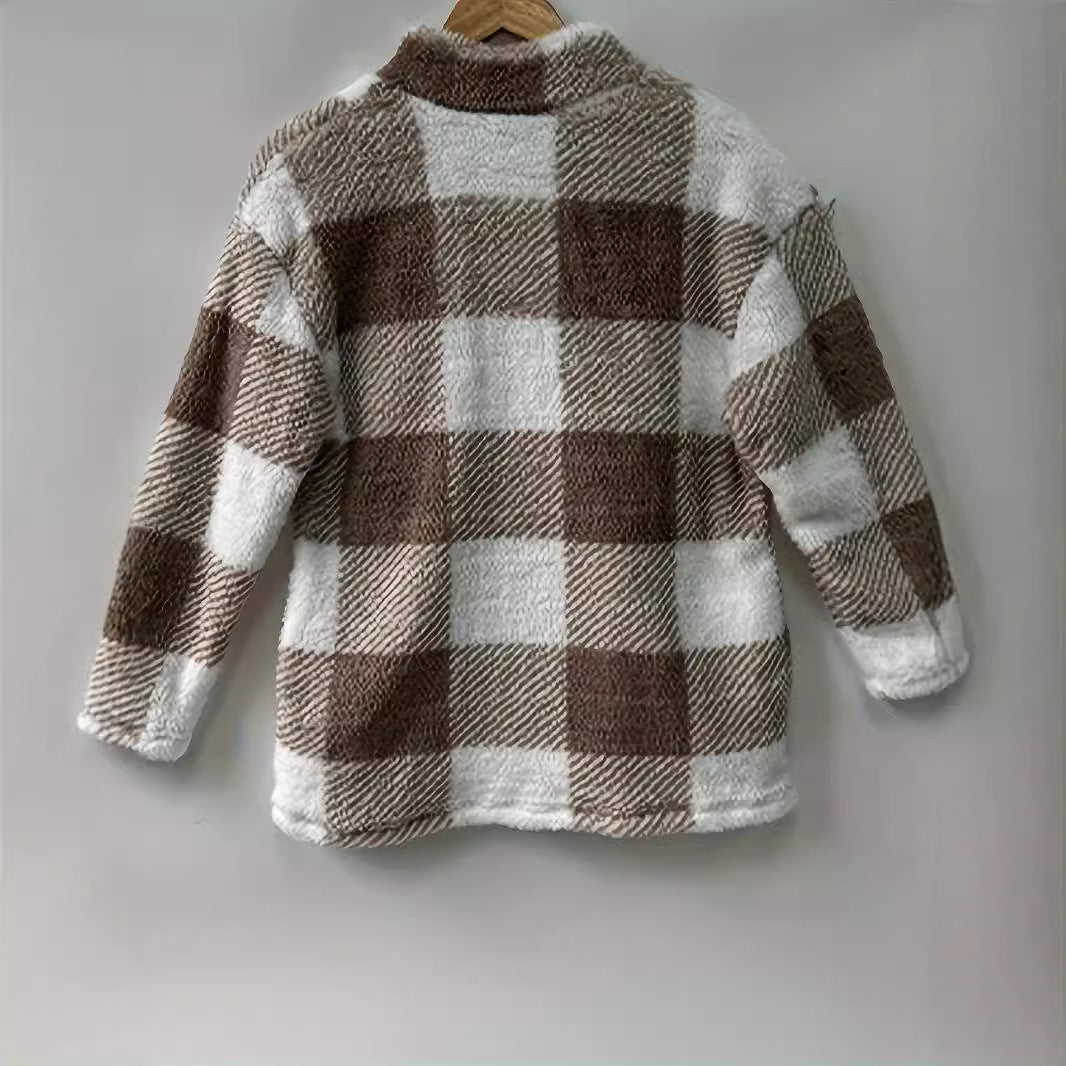 Damen Kuschelige Karojacke EB