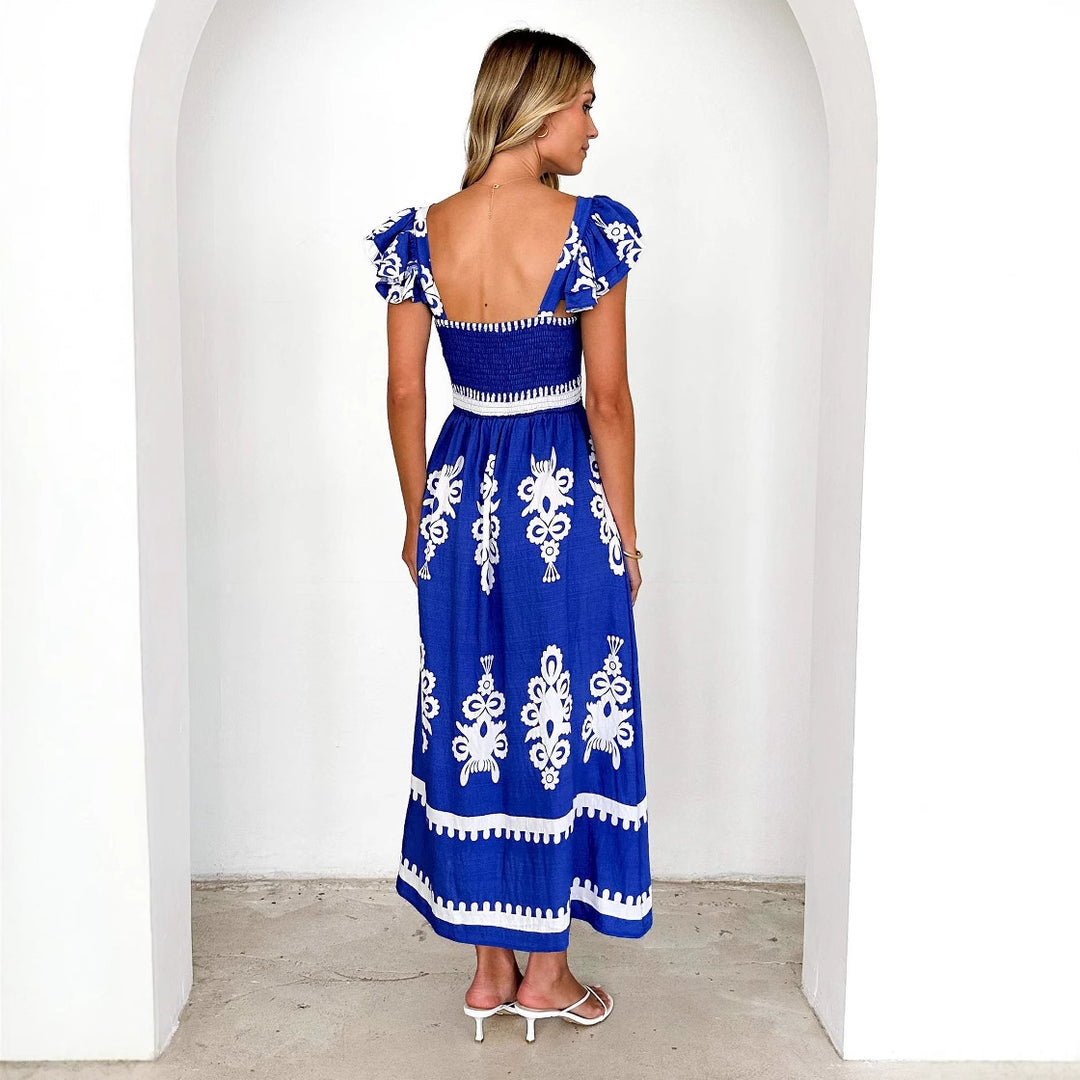 Damen Maxikleid mit verspieltem Rüschendesign und floralem Print EB