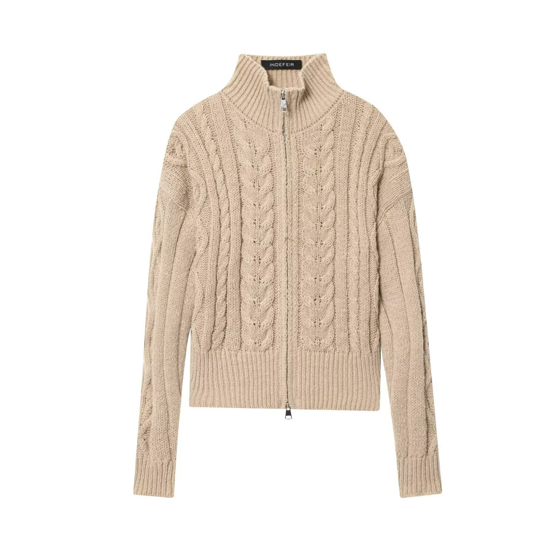Damen Strickjacke mit Zipper und Stehkragen EB
