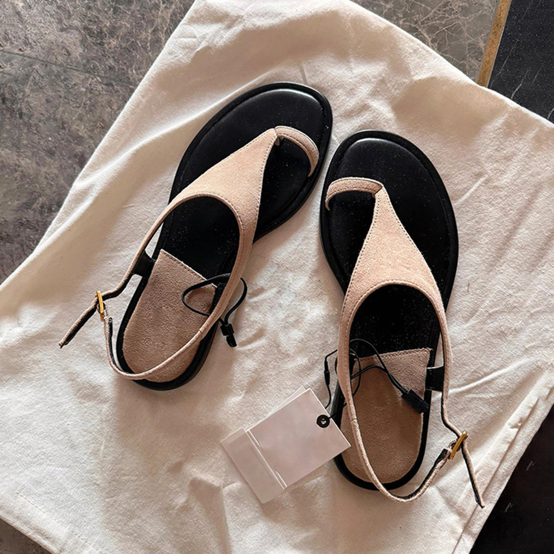 Damen Modische Zehentrenner-Sandalen mit elegantem Riemendesign und bequemem Fußbett EB