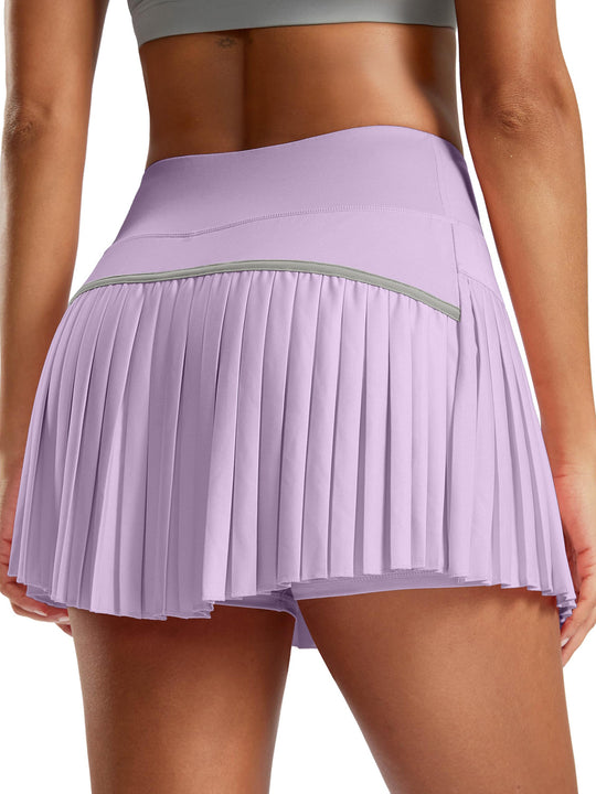 Damen Sportlicher Plisseerock mit integrierten Shorts EB